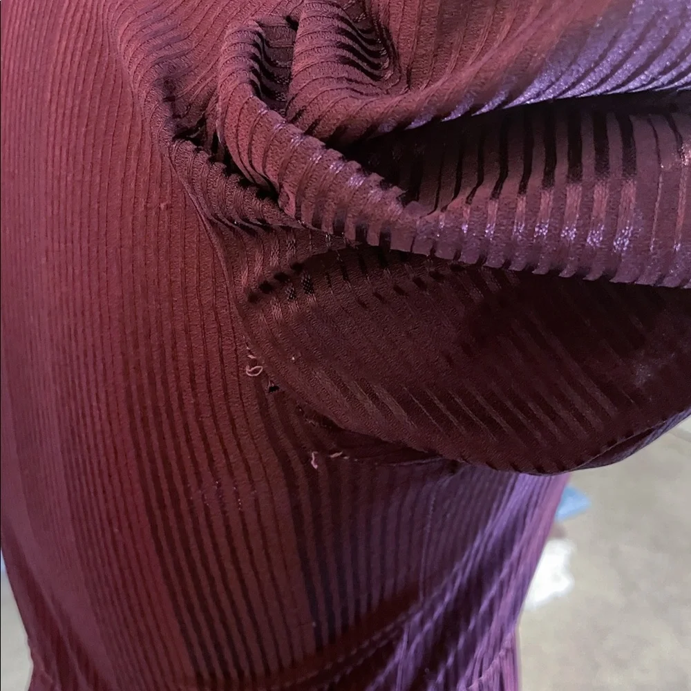 Vintage Merlot Ruffle High-Neck Puff Sleeve Dress - Picture 7 of 12